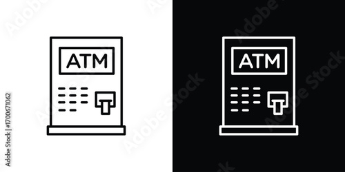Atm icon in line design. editable stroke icon.