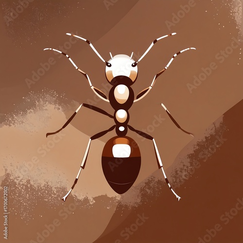 Ant illustration on earthy background