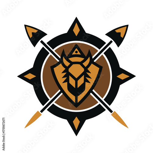 Ancient Warrior Shield Pattern Tribal Mandala
