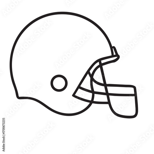 Simple outline drawing of an american football helmet facing left side profile