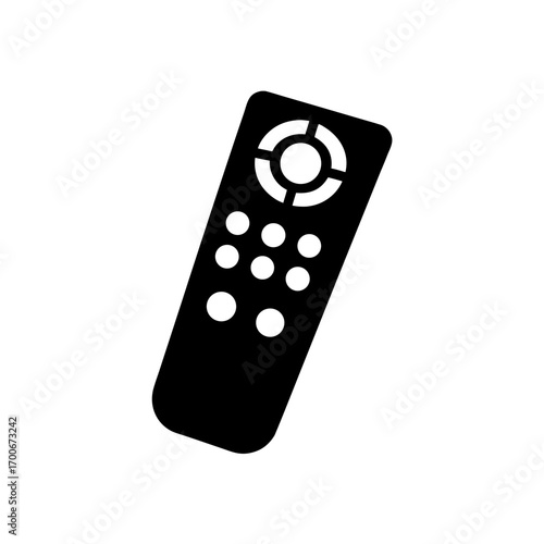Illustration of a black remote control unit on transparent background