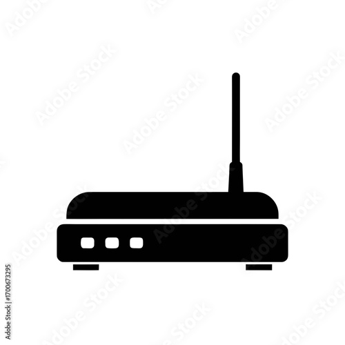 Illustration of a black wireless router on transparent background