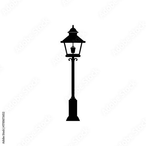 Illustration of a vintage street lamp post on transparent background