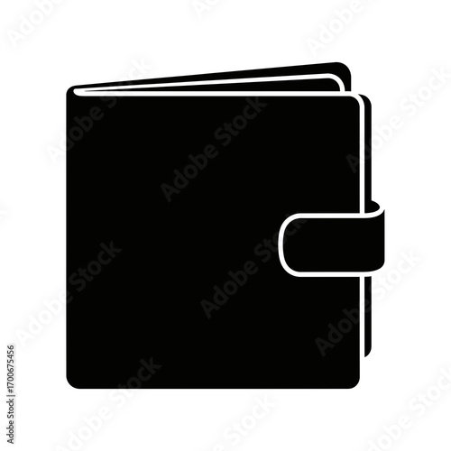 Closed black wallet with strap closure silhouette