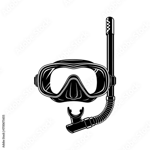Classic diving mask and snorkel silhouette for underwater exploration