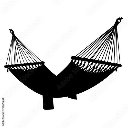 Relaxing hammock hanging in the air silhouette
