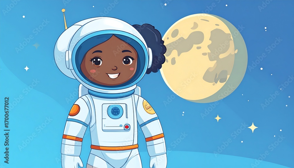 Naklejka premium Young astronaut in space suit