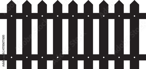 Wooden Fence Icon. Classic Garden Fencing Symbol. Simple Wooden Fence cassic picket fence that embodies simplicity and security with its clean lines and rustic charm.collection of Garden fence wooden.