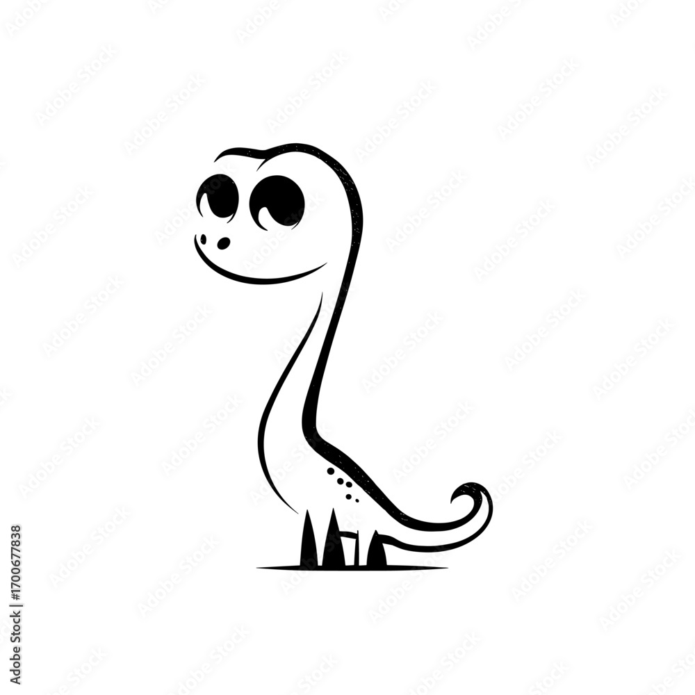 Fototapeta premium Apatosaurus. Apatosaurus simple black and white line art vector logo