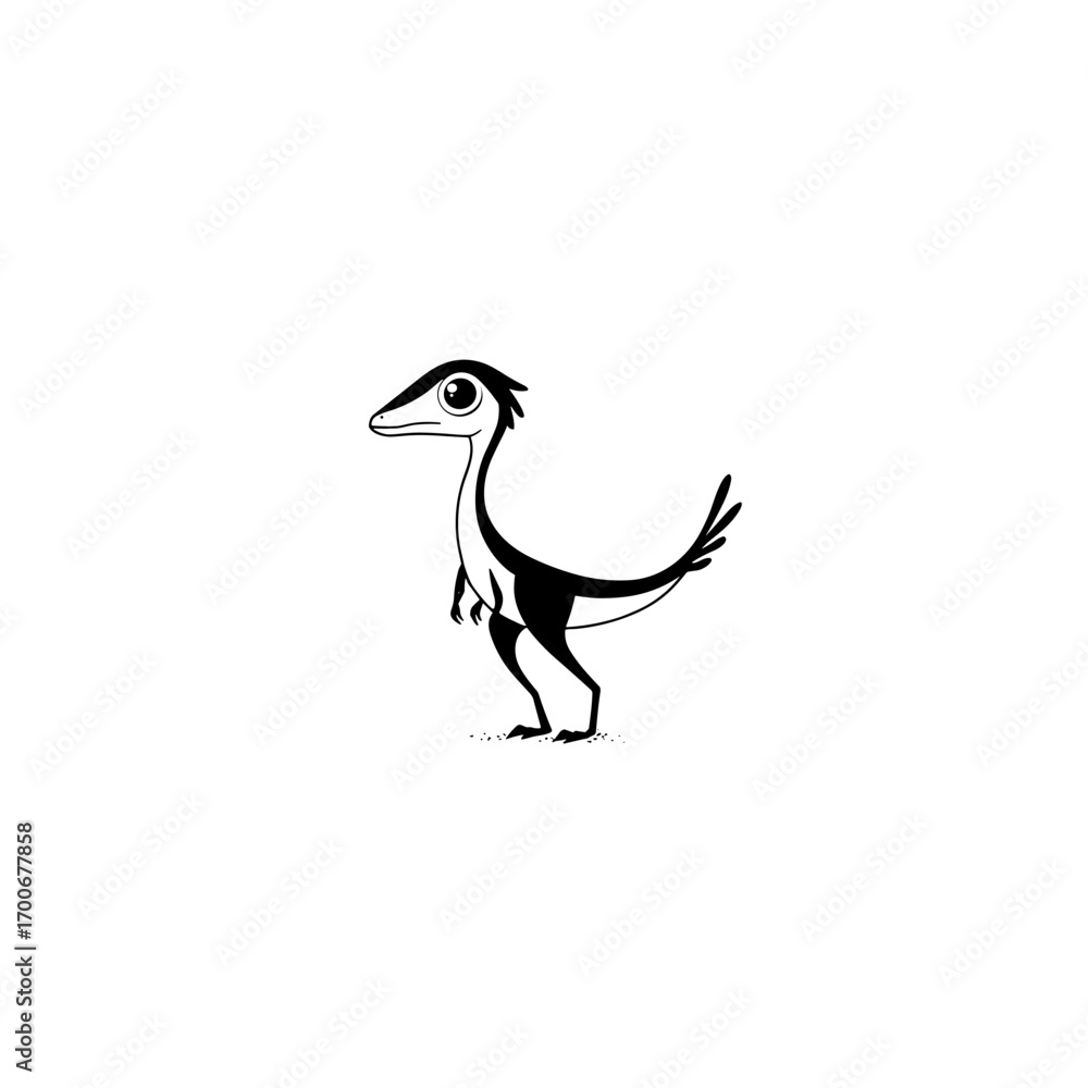 Fototapeta premium Compsognathus. Compsognathus simple black and white line art vector logo