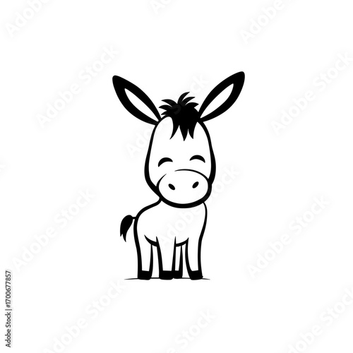 donkey. donkey simple black and white line art vector logo