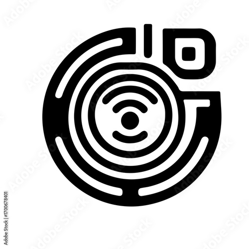 Minimalist pictogram of wristband scan terminal