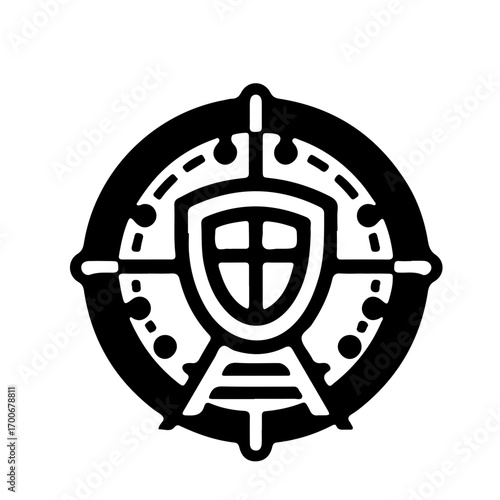 Minimalist pictogram of shield dispenser