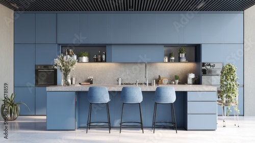 Modern pale blue kitchen interior design