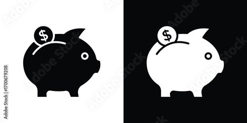 Piggy bank icon Concept. vector design and illustration.