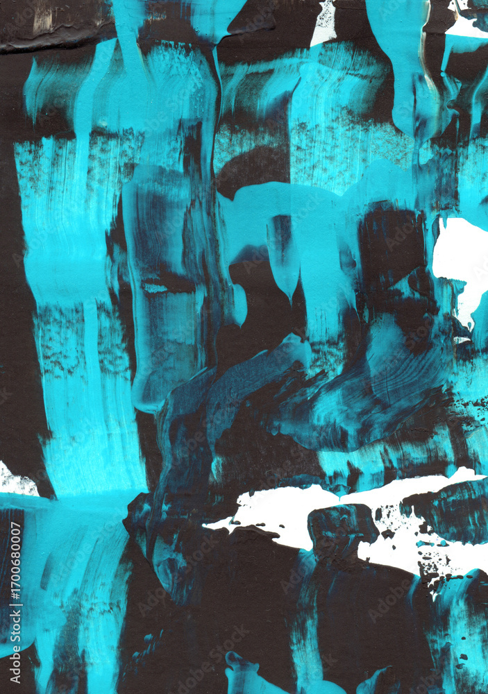 Fototapeta premium Textured Abstract Acrylic Art with Turquoise and Black Palette Knife Strokes for Modern Design