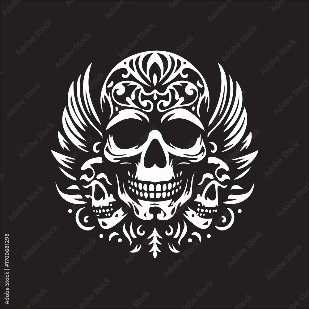Fototapeta premium skull vector art logo design black and white
