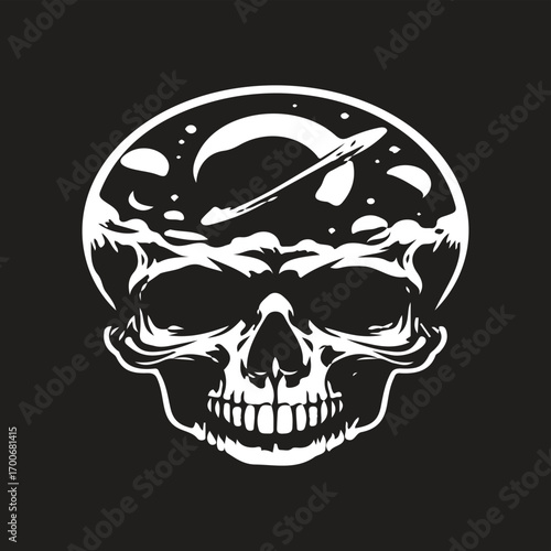 skull vector art logo design black and white