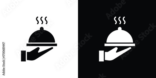Hand holding tray icon Concept. vector design and illustration.