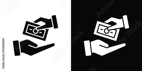 Hand money exchange icon Concept. vector design and illustration.