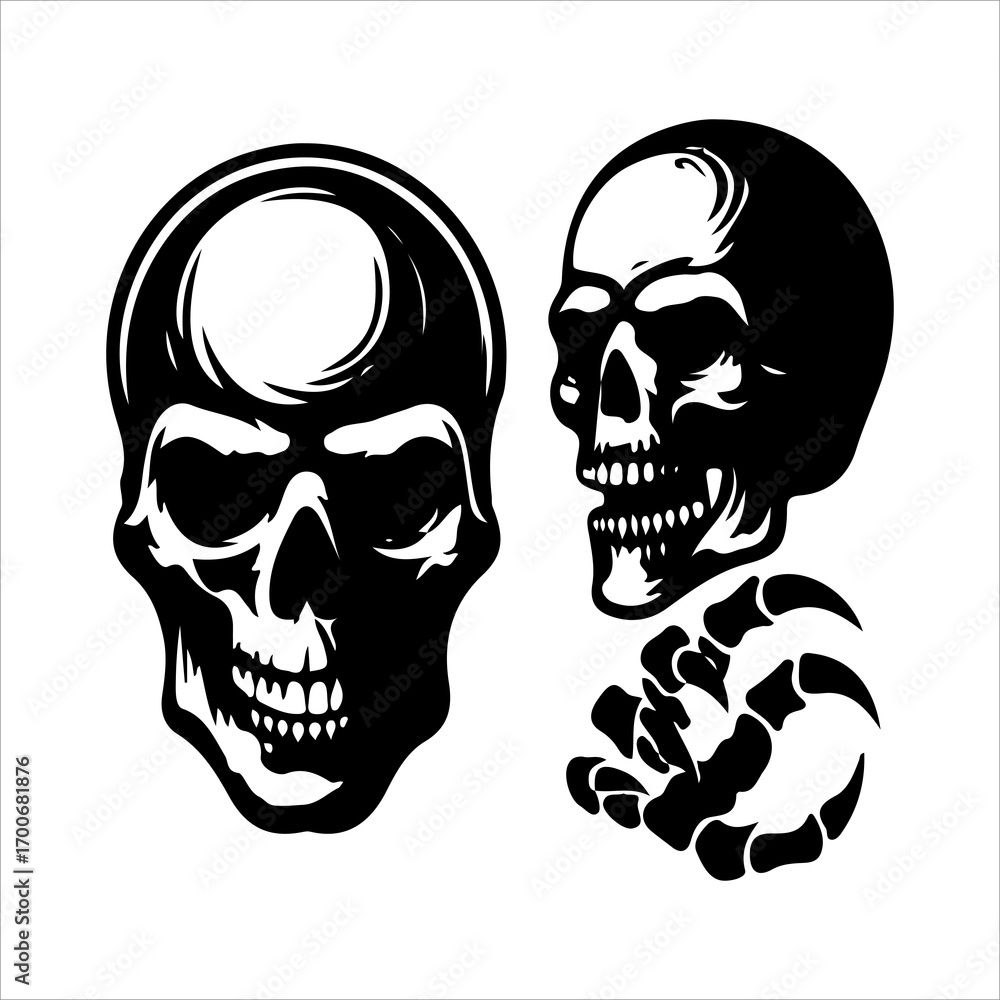 Fototapeta premium skull vector art logo design black and white