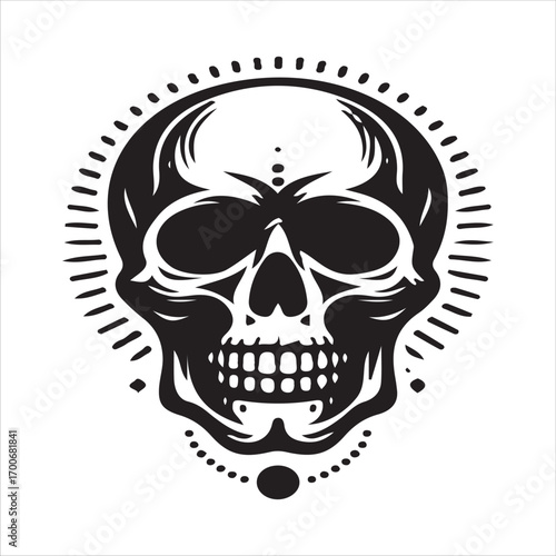 skull vector art logo design black and white
