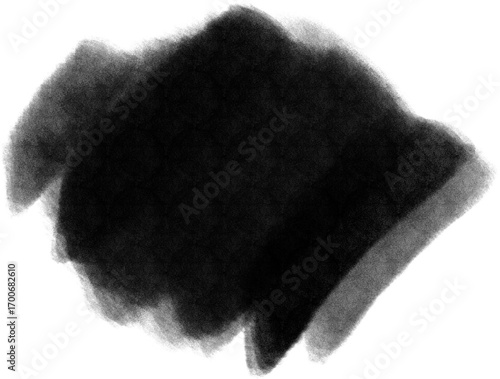 Abstract Handmade Black Brush Stroke Texture Isolated on Transparent Background 