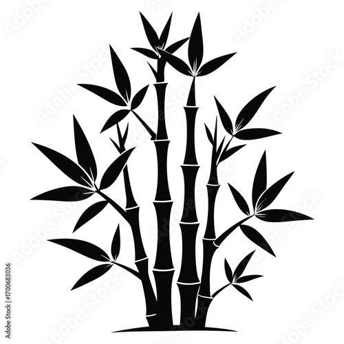Bamboo Tree Logo Silhouette Vector Illustration
