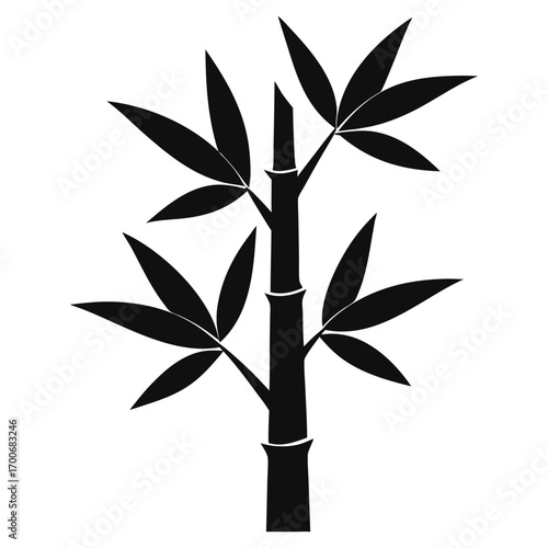 Bamboo Tree Logo Silhouette Vector Illustration