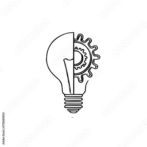 Idea lightbulb gear innovation technology creative solution concept design mechanical engineering invention thinking