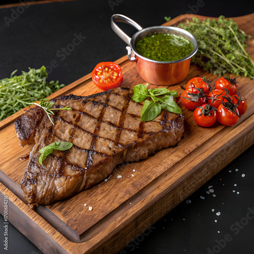 grilled steak with vegetables