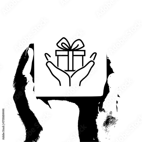 Hands holding gift present box giving offering donation charity support love care birthday celebration reward 100