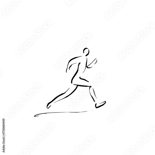 Minimalist running man sketch athlete runner jogging exercise fitness sport workout training competition race 10k
