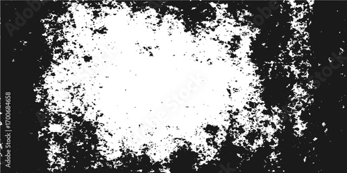 Abstract dark grunge frame with floral black ink splatter, a dirty spray paint border illustration