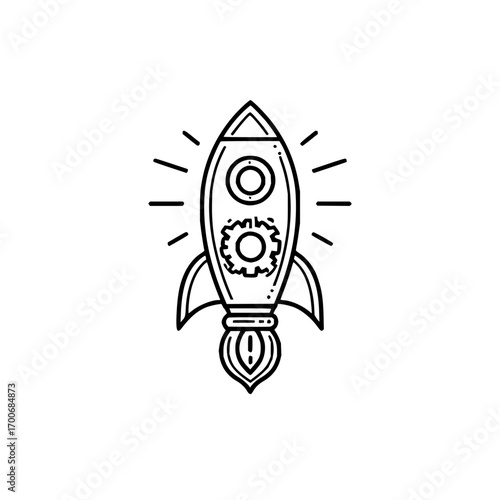 Rocket launch startup spaceship technology innovation space exploration business development idea concept vector