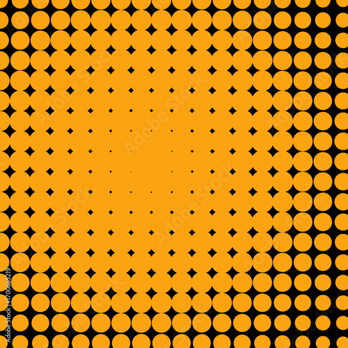 Vibrant Orange Halftone Gradient on Black Background for Modern Graphic Design