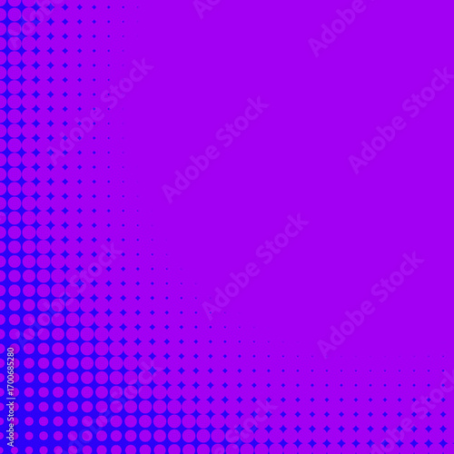 Vibrant Purple Halftone Gradient with Dynamic Geometric Circle and Diamond Pattern Background