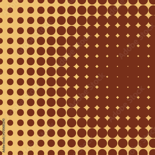 Warm Brown and Beige Halftone Pattern with Graduating Dot Sizes and Diamond Shapes