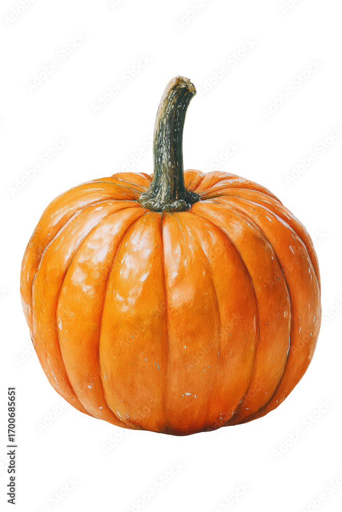 Obraz premium Watercolor halloween fresh orange pumpkin isolated on transparent background