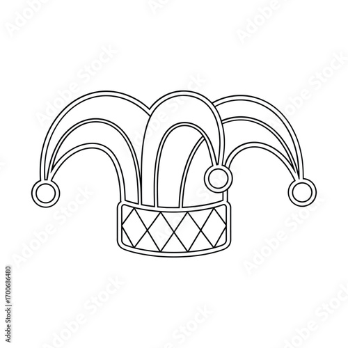 Jester hat outline drawing with pom poms