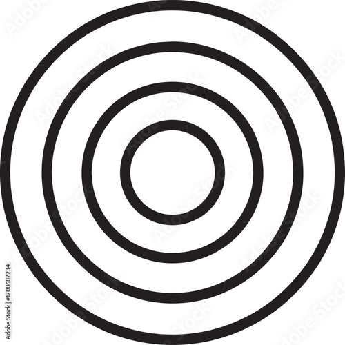 Target Concentric Circles Icon Design Element with Bold Outline on Transparent Background Vector