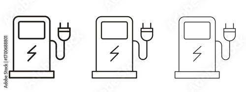Charging station icon Illustration Eps10. Line with editable stroke