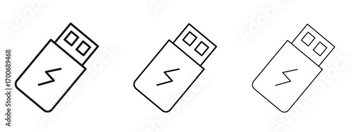 USB icon Illustration Eps10. Line with editable stroke