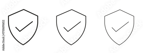 Shield check mark icon Illustration Eps10. Line with editable stroke