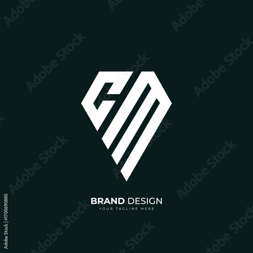 Letter Cm or Mc minimal diamond shape creative logo