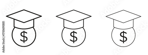 Scholarship icon Illustration Eps10. Line with editable stroke
