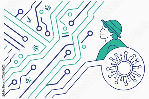 Technology Background with Futuristic Digital Patterns. Technology Background for Business and Innovation Concepts. Technology Background Featuring AI and Robotics Elements. Technology Background with