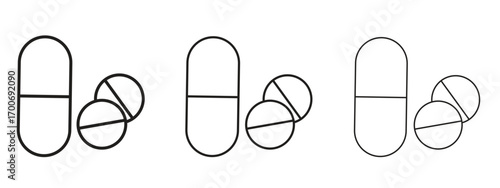 Pills icon Illustration Eps10. Line with editable stroke
