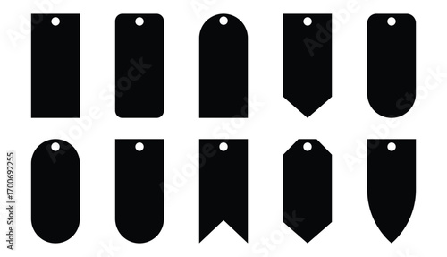 Collection of Price tag, label icon, paper price, blank product labels symbol and empty cardboard price label.