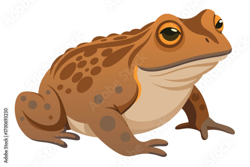 Cartoon Toad Illustration Brown Amphibian with Spotted Pattern and Bulging Eyes a Side View Colorful Digital Art